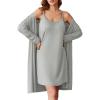 Ekouaer Robe Sets for Women 2 Pieces Nightgown Long Sleeves Bathrobe Soft Sleepwear 2025 S-2XL(Light Grey)