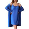 Ekouaer Robe Sets for Women 2 Pieces Nightgown Long Sleeves Bathrobe Soft Sleepwear 2025 S-2XL(Royal Blue)