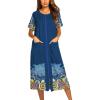 Ekouaer Robes For Women Zipper Front Bathrobe Short Sleeve House Coat Long Nightgown With Pockets Soft Loungewear(Pat10)