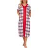 Ekouaer Robes For Women Zipper Front Bathrobe Short Sleeve House Coat Long Nightgown With Pockets Soft Loungewear(Pat6)