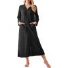 Ekouaer Waffle Robes for Women Long Zipper Bathrobes Lightweight House Coat Soft Sleepwear with Pockets Loungewear S-XXL(Black)
