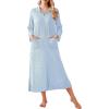 Ekouaer Waffle Robes for Women Long Zipper Bathrobes Lightweight House Coat Soft Sleepwear with Pockets Loungewear S-XXL(Clear Blue)