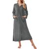 Ekouaer Waffle Robes for Women Long Zipper Bathrobes Lightweight House Coat Soft Sleepwear with Pockets Loungewear S-XXL(Deep Gray)
