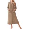 Ekouaer Waffle Robes for Women Long Zipper Bathrobes Lightweight House Coat Soft Sleepwear with Pockets Loungewear S-XXL(Khaki)