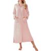 Ekouaer Waffle Robes for Women Long Zipper Bathrobes Lightweight House Coat Soft Sleepwear with Pockets Loungewear S-XXL(Light Pink)
