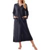 Ekouaer Waffle Robes for Women Long Zipper Bathrobes Lightweight House Coat Soft Sleepwear with Pockets Loungewear S-XXL(Navy Blue)