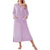 Ekouaer Waffle Robes for Women Long Zipper Bathrobes Lightweight House Coat Soft Sleepwear with Pockets Loungewear S-XXL(Purple)