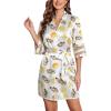 Ekouaer Women’s Satin Robe Silk Kimono Bathrobe Bridesmaid Wedding Bridal Party Robes 3/4 Bell Sleeve Sleepwear S-XXL(Oyster Lemon)