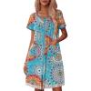 Ekouaer Womens Zipper Front Housecoats Short Sleeve Bathrobes Lace Trim Nightgown with Pockets(Mix Blue)