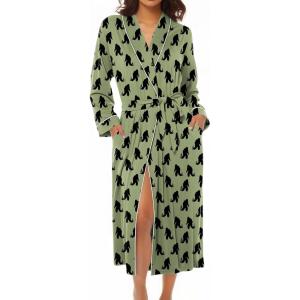 Ekouaer Kimono Robes for Women Long Lightweight Knit Bathrobe Shawl Soft Sleepwear Casual Ladies Loungewear S-XXL(Army Green Bigfoot)