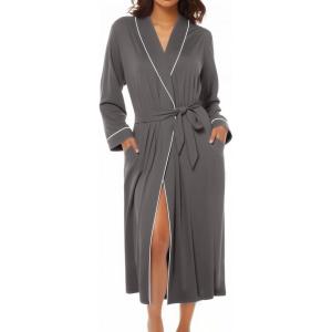 Ekouaer Kimono Robes for Women Long Lightweight Knit Bathrobe Shawl Soft Sleepwear Casual Ladies Loungewear S-XXL(Dark Gray)