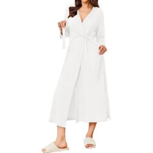 Ekouaer Women’s Robe Long Waffle Knit Bathrobe Lightweight Soft Kimono Robes Loungewear S-XXL(Small Waffle-white)