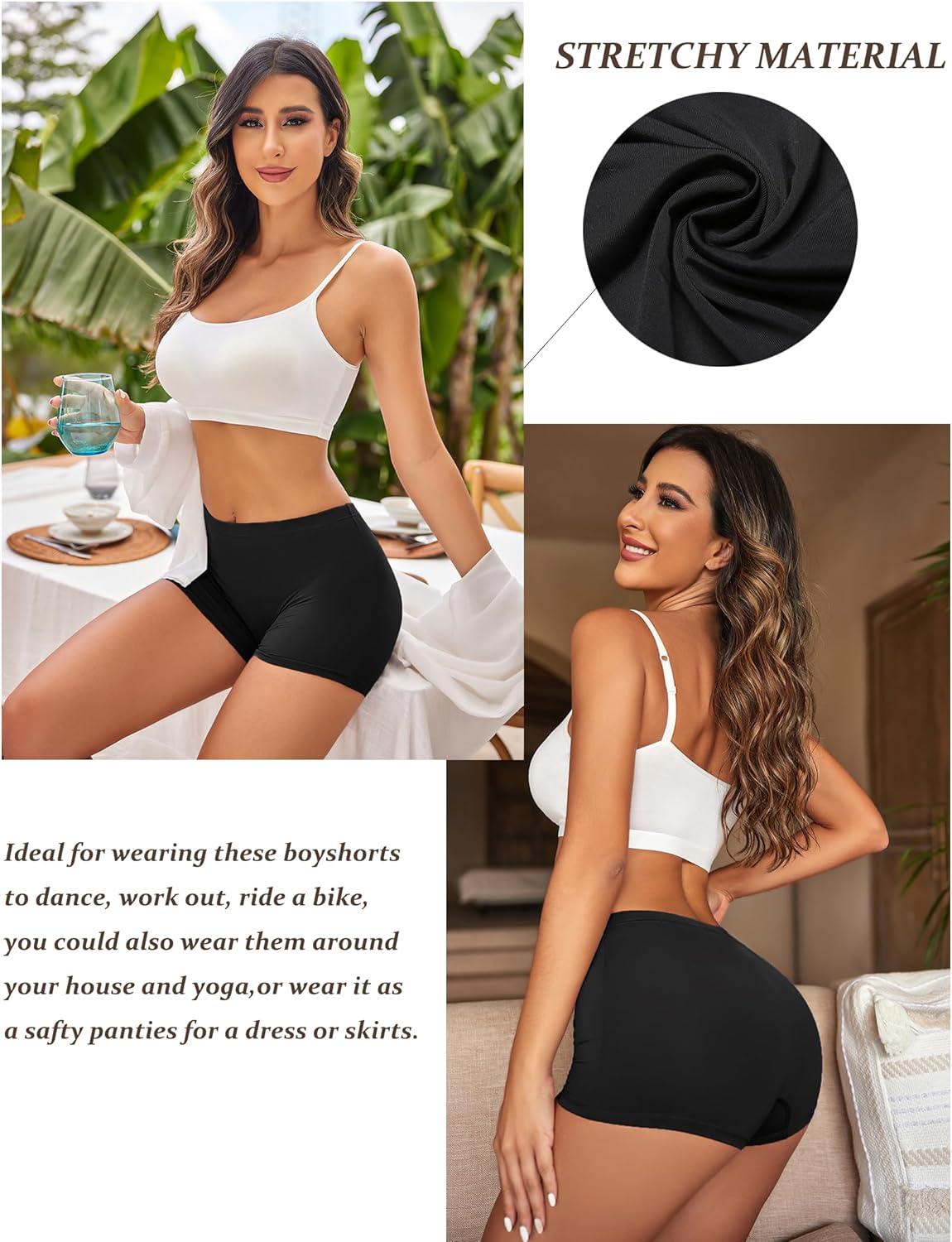 imageEkouaer Boyshort Panties Womens Soft Underwear Briefs Invisible Hipster 3 Pack Seamless Boxer Brief Panties SXXLAblack3 Pack