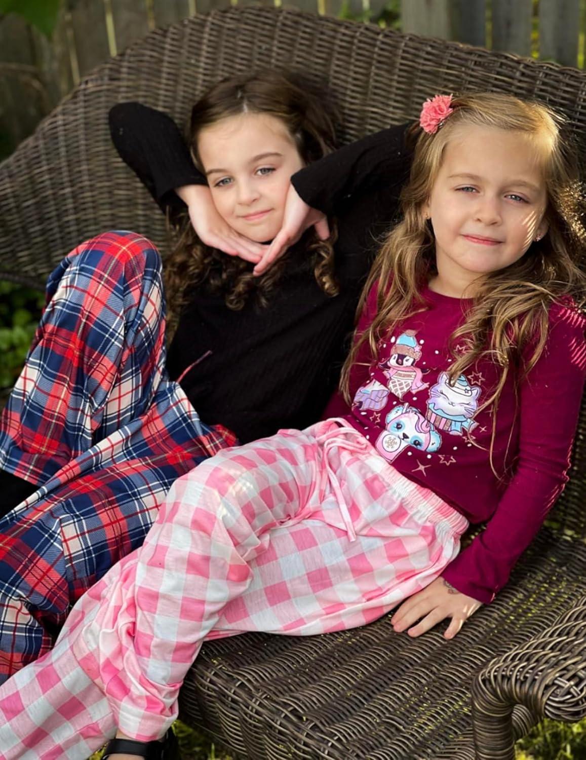imageEkouaer Girls Soft Pajamas Pants Cute Print Pattern PJ Bottoms Comfortable Lounge Long Pants with 2 PocketsUnicorn