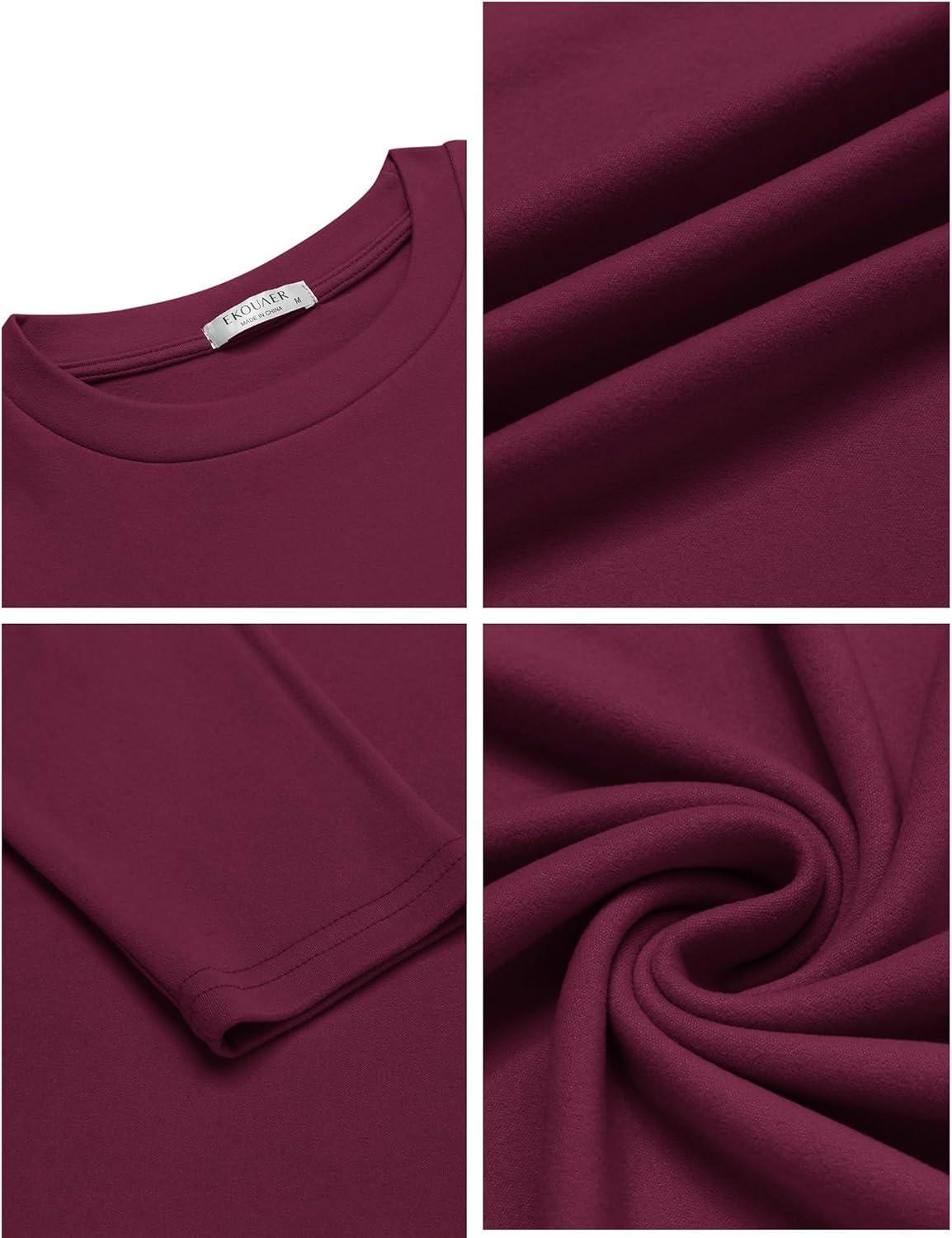 imageEkouaer Mens Long Sleeve Shirts Crew Neck Fleece Thermal Undershirts Midweight Sweatshirts Soft Base Layer Pullover Tee TopsDark Red