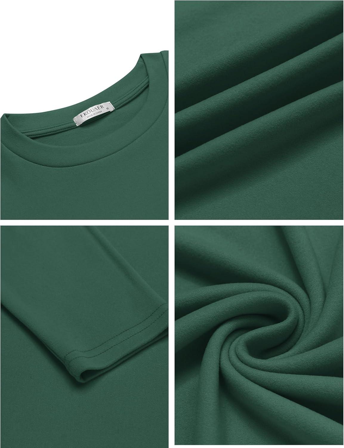 imageEkouaer Mens Long Sleeve Shirts Crew Neck Fleece Thermal Undershirts Midweight Sweatshirts Soft Base Layer Pullover Tee TopsGreen