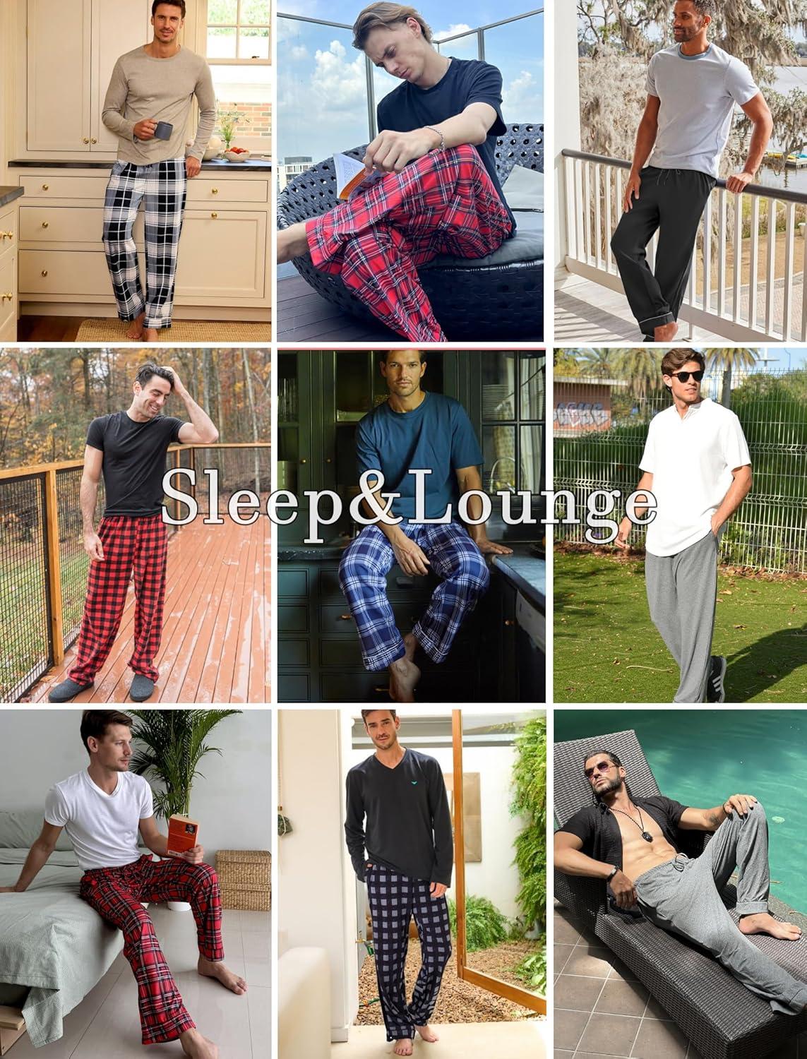 imageEkouaer Mens Pajama Pants Sleepwear Soft Pjs Bottoms Sleep Lounge Long Pant with Drawstring amp PocketsBlue Green Plaid