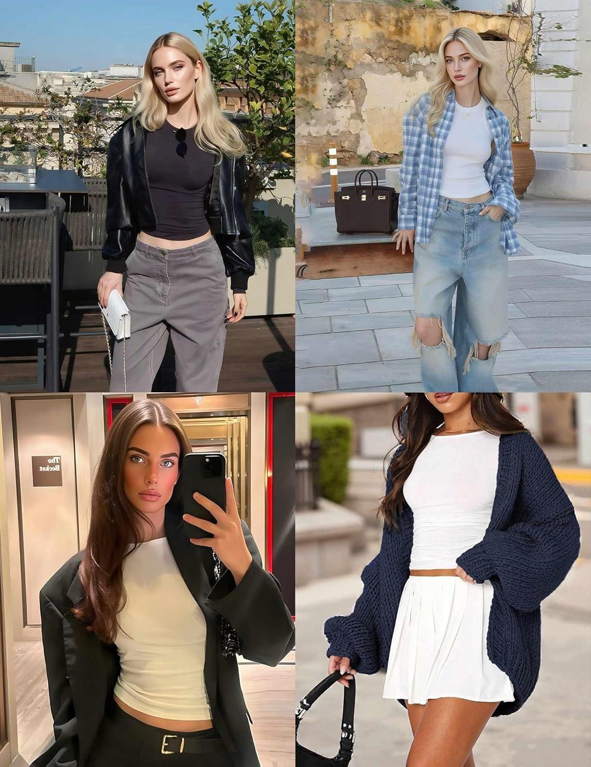 imageEkouaer Womens 3 Pack Long Sleeve Shirts Ruched Side Fitted Undershirts Round Neck Underscrubs Thermal Tops XSXXLBlackBrownKhaki