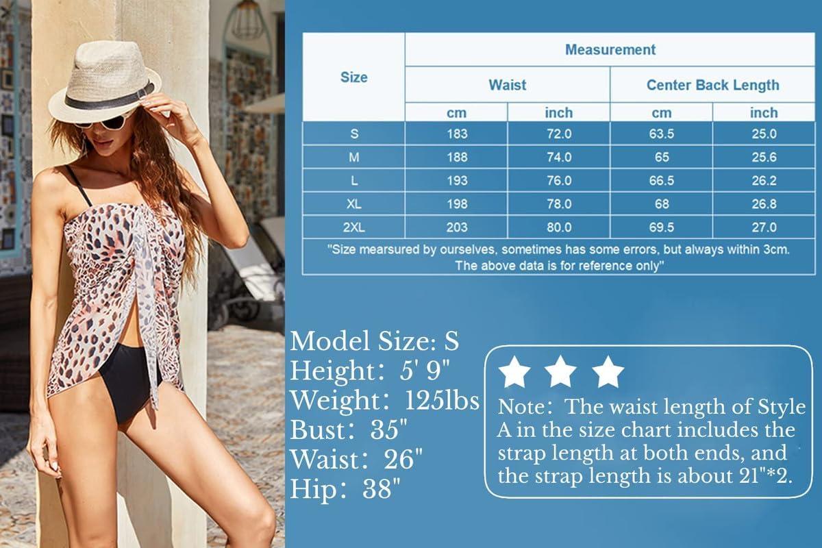 imageEkouaer Womens Sarongs Short Sheer Bikini Skirt Wrap Beach Pareo Chiffon Swimsuit Cover Up SXXLPink Ripple