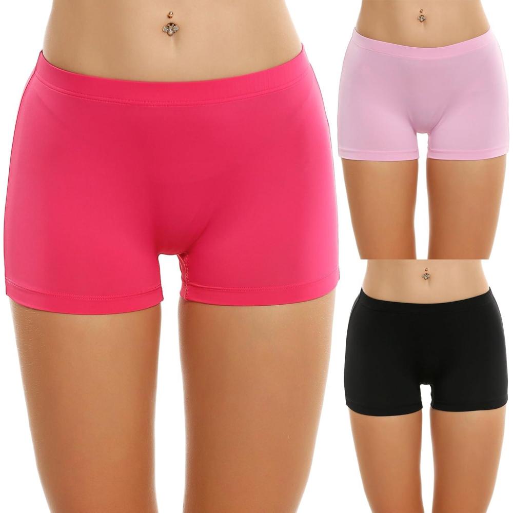 imageEkouaer Boyshort Panties Womens Soft Underwear Briefs Invisible Hipster 3 Pack Seamless Boxer Brief Panties SXXLAblackPinkRosered