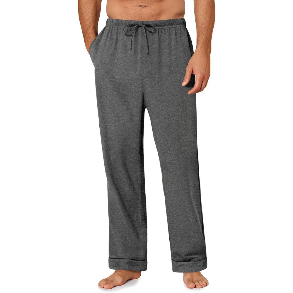 imageEkouaer Mens Pajama Pants Sleepwear Soft Pjs Bottoms Sleep Lounge Long Pant with Drawstring amp PocketsGray