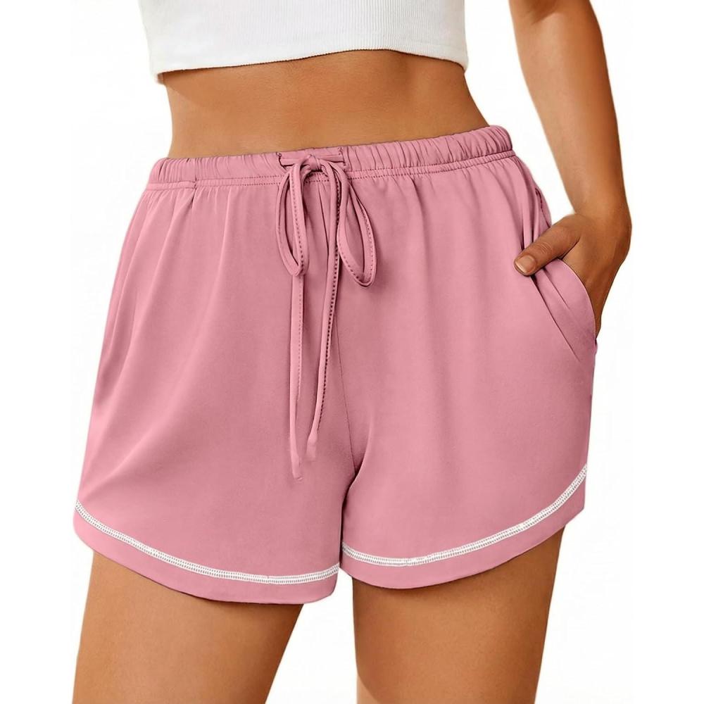 imageEkouaer Pajama Shorts for Women 2026 Soft Sleep Shorts Casual Lounge Pants Comfy Pj Pants with PocketsPink