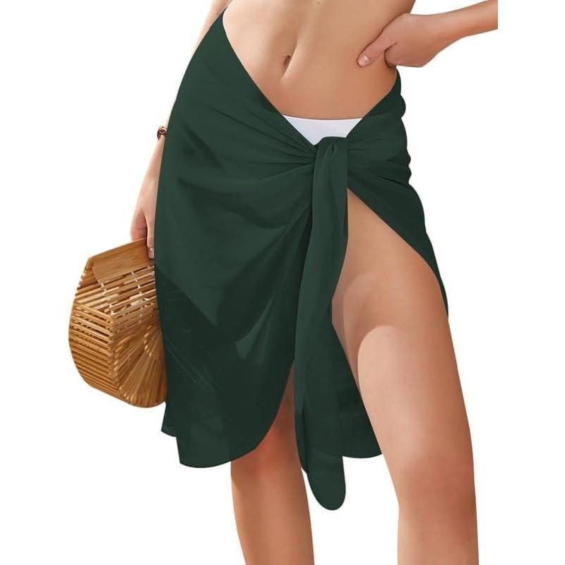 imageEkouaer Womens Sarongs Short Sheer Bikini Skirt Wrap Beach Pareo Chiffon Swimsuit Cover Up SXXLArmy Green