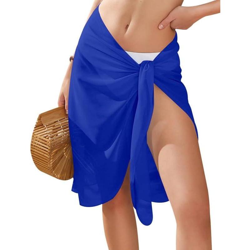 imageEkouaer Womens Sarongs Short Sheer Bikini Skirt Wrap Beach Pareo Chiffon Swimsuit Cover Up SXXLRoyal Blue