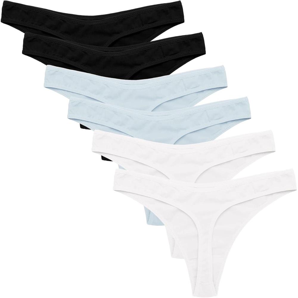 imageEkouaer Womens Thongs Invisible Panties No Show Seamless Low Waist Breathable GString Cotton Thongs 6 PackMulticolored 8  6 Pack