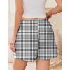 EKOUAER Womens Boxer Shorts Casual Lounge Summer Pants Y2K Beach Outfits with Pockets(Black White Plaid)
