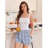 EKOUAER Womens Boxer Shorts Casual Lounge Summer Pants Y2K Beach Outfits with Pockets(Blue White Plaid)
