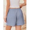 EKOUAER Womens Boxer Shorts Casual Lounge Summer Pants Y2K Beach Outfits with Pockets(Blue White Plaid)