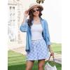 EKOUAER Womens Boxer Shorts Casual Lounge Summer Pants Y2K Beach Outfits with Pockets(Light Blue Plaid)