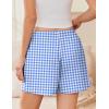 EKOUAER Womens Boxer Shorts Casual Lounge Summer Pants Y2K Beach Outfits with Pockets(Light Blue Plaid)