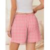 EKOUAER Womens Boxer Shorts Casual Lounge Summer Pants Y2K Beach Outfits with Pockets(Red White Plaid)