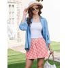 EKOUAER Womens Boxer Shorts Casual Lounge Summer Pants Y2K Beach Outfits with Pockets(Red White Plaid)