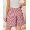 EKOUAER Womens Boxer Shorts Casual Lounge Summer Pants Y2K Beach Outfits with Pockets(Red White Striped)