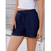 EKOUAER Womens Pajama Shorts Textured Casual Lounge Short Elastic Waist Pj Shorts Sweatsuits with Pockets 2026(Navy Blue)