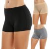 Ekouaer Boyshort Panties Women’s Soft Underwear Briefs Invisible Hipster 3 Pack Seamless Boxer Brief Panties S-XXL(A-black/Grey/Nude)
