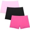 Ekouaer Boyshort Panties Women’s Soft Underwear Briefs Invisible Hipster 3 Pack Seamless Boxer Brief Panties S-XXL(A-black/Pink/Rosered)