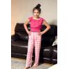 Ekouaer Girls Soft Pajamas Pants Cute Print Pattern PJ Bottoms Comfortable Lounge Long Pants with 2 Pockets(Pink Big Plaid)