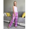 Ekouaer Girls Soft Pajamas Pants Cute Print Pattern PJ Bottoms Comfortable Lounge Long Pants with 2 Pockets(Small Pink Plaid)