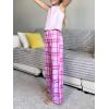 Ekouaer Girls Soft Pajamas Pants Cute Print Pattern PJ Bottoms Comfortable Lounge Long Pants with 2 Pockets(Small Pink Plaid)