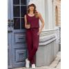 Ekouaer Jumpsuits for Women Casual Sleeveless 2026 Summer Romper Dressy Vacation One Piece Outfits Fashion Travel Clothes(Burgundy)