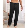 Ekouaer Mens Pajama Pants Sleepwear Soft Pjs Bottoms Sleep Lounge Long Pant with Drawstring & Pockets(Black)