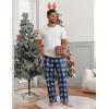 Ekouaer Mens Pajama Pants Sleepwear Soft Pjs Bottoms Sleep Lounge Long Pant with Drawstring & Pockets(Blue White Plaid)