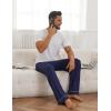 Ekouaer Mens Pajama Pants Sleepwear Soft Pjs Bottoms Sleep Lounge Long Pant with Drawstring & Pockets(Navy Blue)