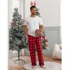 Ekouaer Mens Pajama Pants Sleepwear Soft Pjs Bottoms Sleep Lounge Long Pant with Drawstring & Pockets(Red Black Plaid)