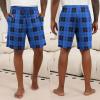 Ekouaer Men’s Pajama Shorts Soft Sleepwear Bottoms Elastic Waistband Loungewear Breathable Men Shorts with Pockets(Blue and White Plaid & Stripe)