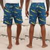 Ekouaer Men’s Pajama Shorts Soft Sleepwear Bottoms Elastic Waistband Loungewear Breathable Men Shorts with Pockets(Navy Blue and Light Fishing Print)